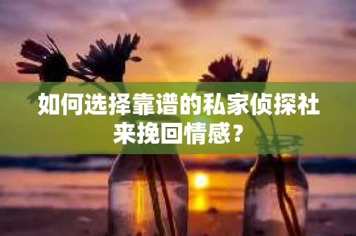 如何选择靠谱的私家侦探社来挽回情感？
