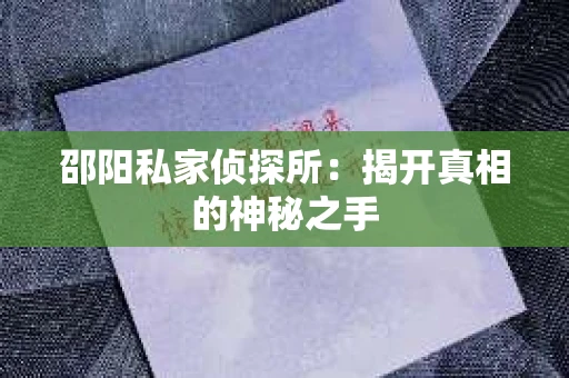 邵阳私家侦探所：揭开真相的神秘之手